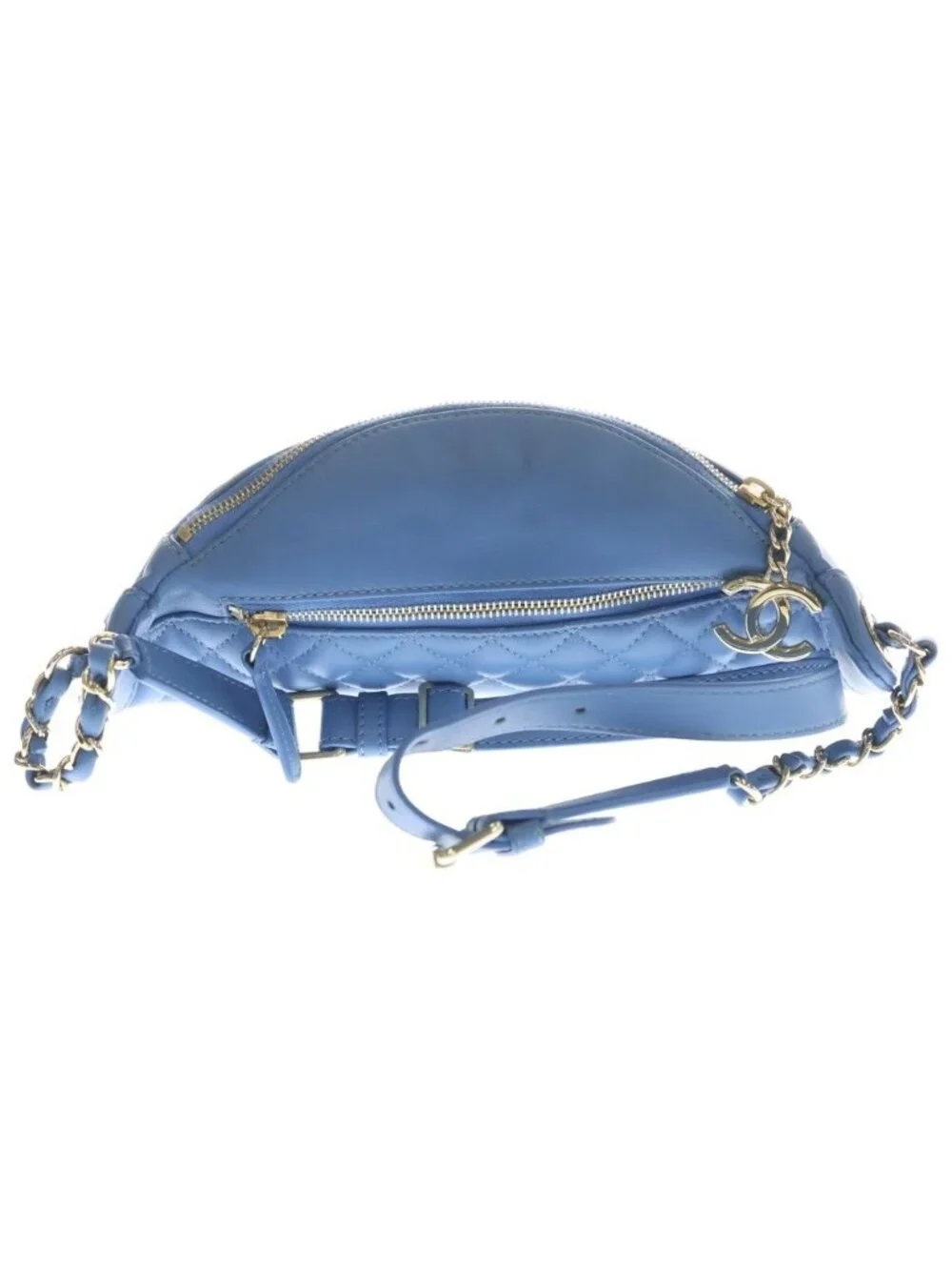 Chanel Quilted Banane Waist Bag Fanny Blue